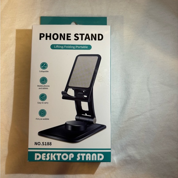 NWT - Foldable Black Phone/Tablet Stand - Rotates & Adjustable - Picture 3 of 4